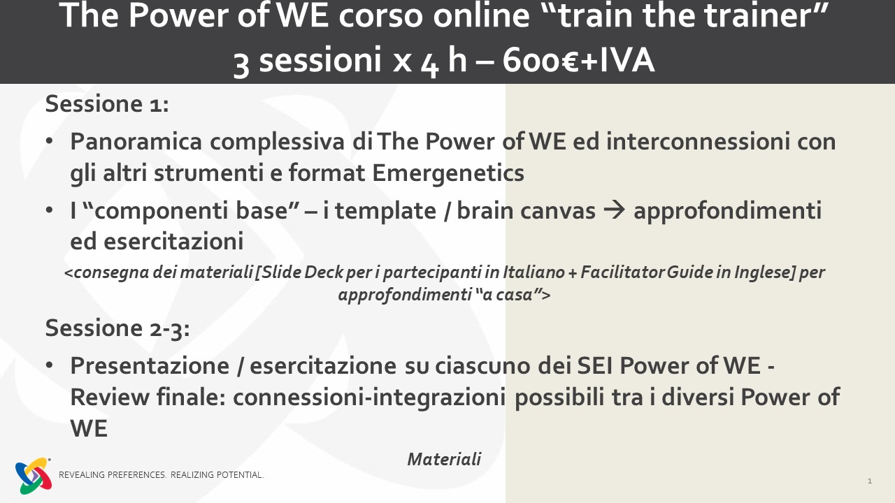 Programma corso The Power of WE